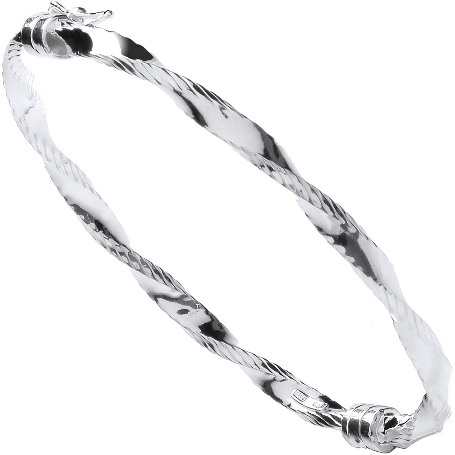 Silver Twisted Ribbed Edge Hollow Hinged Bangle - Luxury Watch - Certified Authentic – Luxury Watch by Imperial Time U